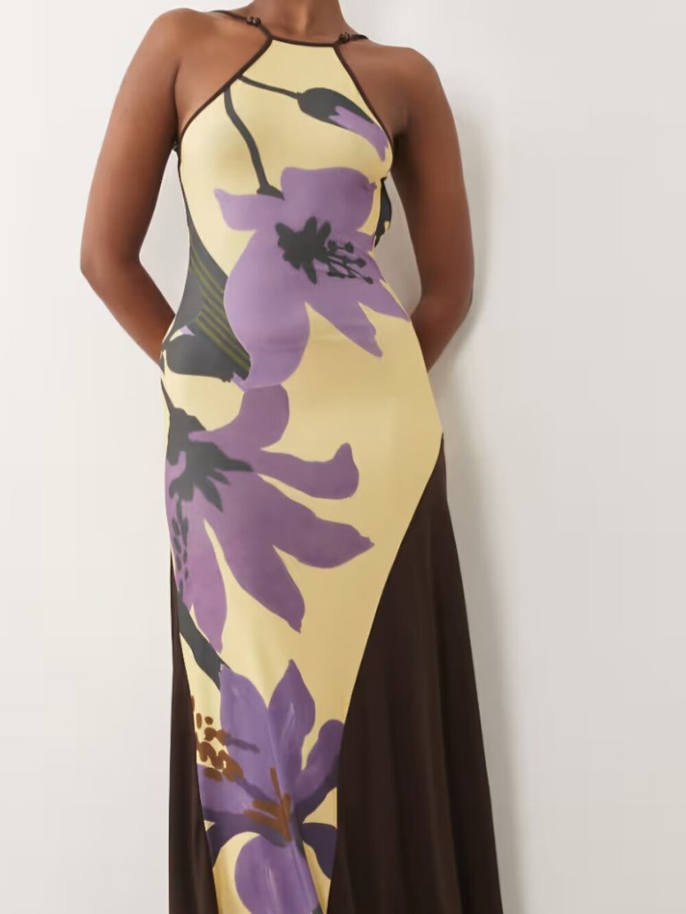 ASOS DESIGN beaded halter asymmetric hem maxi dress 8